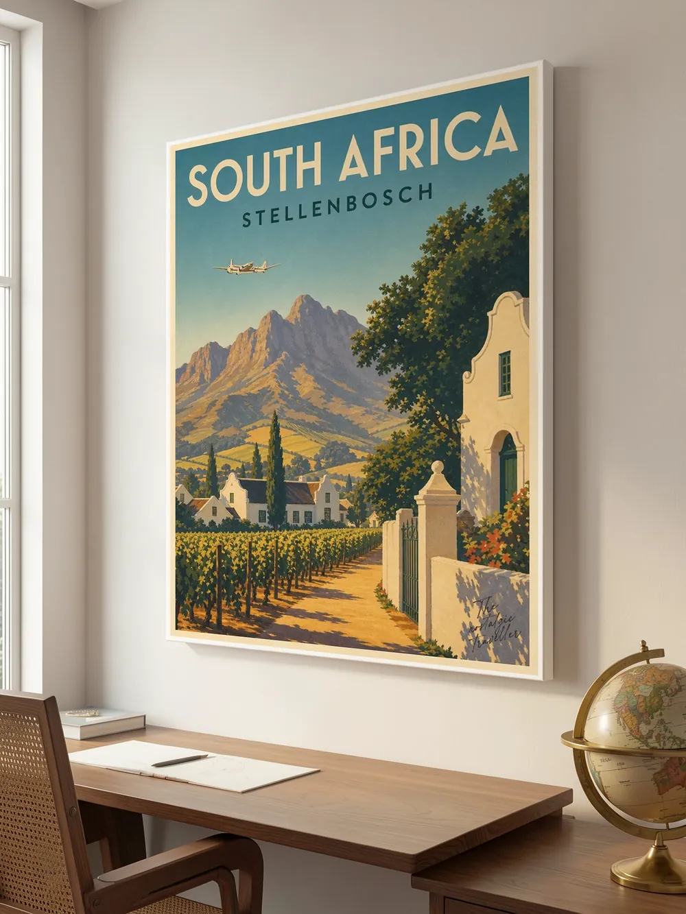 The Nostalgic Traveller Vintage-Reiseposter, Stellenbosch, South Africa, KI-erzeugt