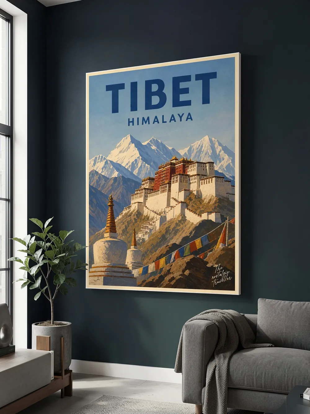The Nostalgic Traveller Vintage-Reiseposter, Tibet Himalaya, KI-erzeugt